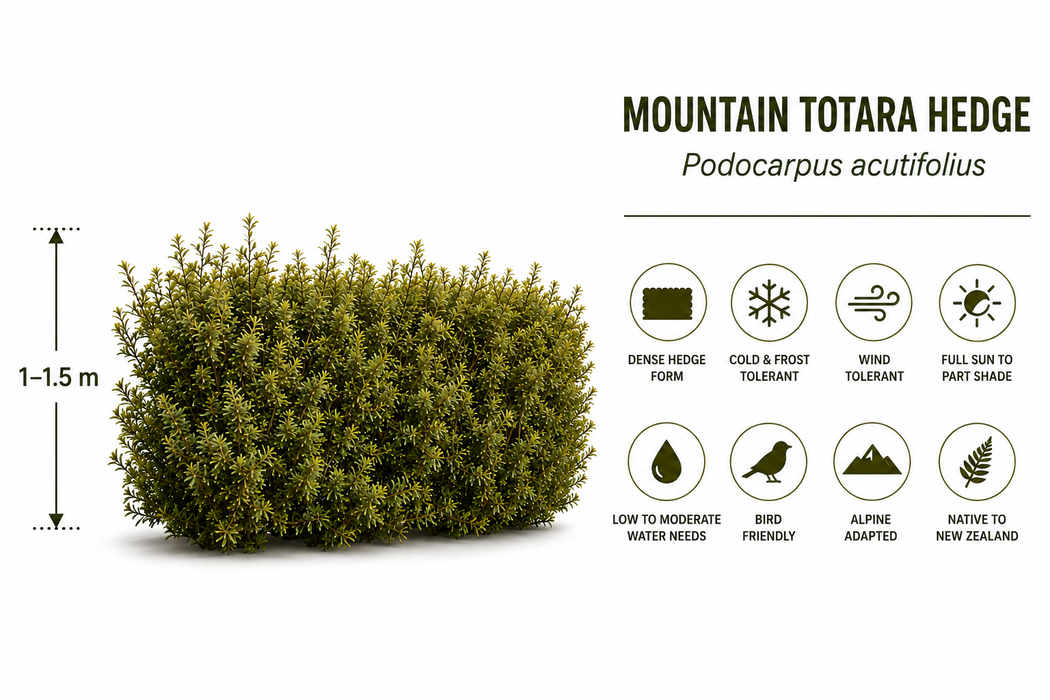 10xMountain Tōtara Hedge - $5.99 each